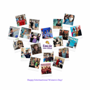 Heart shaped polaroid collage of women at Emler Swim School