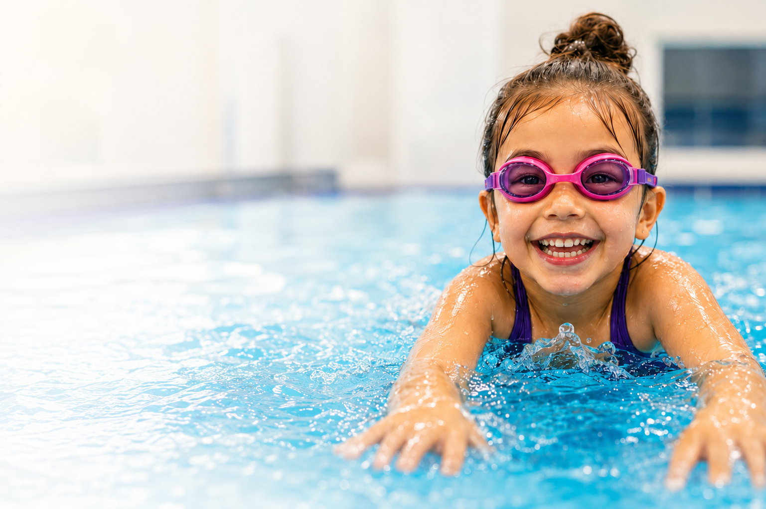 Child building confidence during a swim lesson
